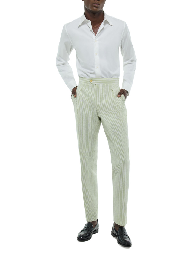 Men's white - green stripes trousers Fursac - P3FASA-FX01-H004