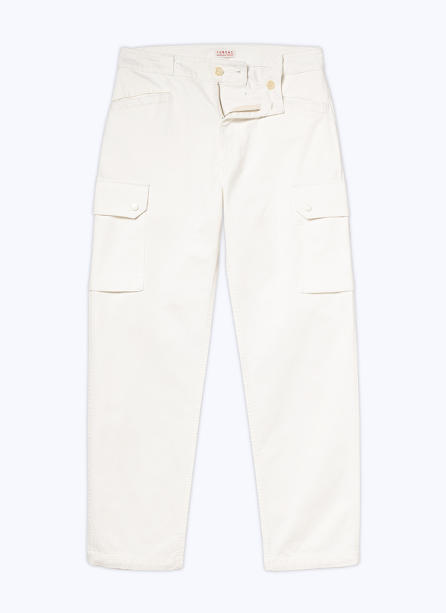 Men's white, ecru cotton gabardine trousers Fursac - P3CALI-CP54-A001