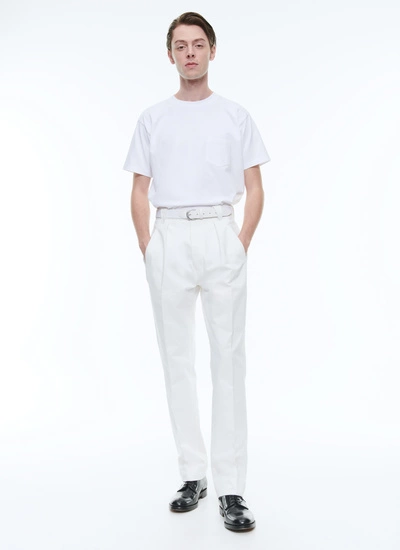 Men's trousers white cotton gabardine Fursac - P3DCNO-DP03-A001