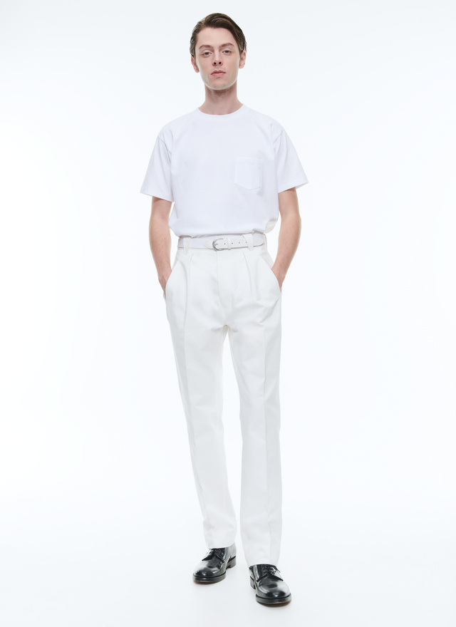 Men's trousers white cotton gabardine Fursac - P3DCNO-DP03-A001