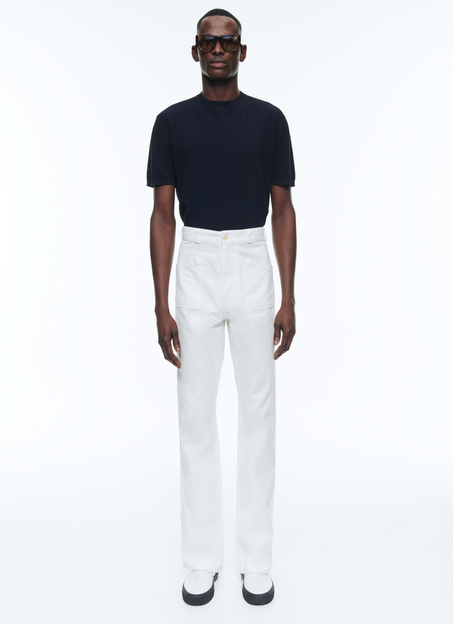 Men's trousers white cotton gabardine Fursac - P3DOWI-DP03-A001