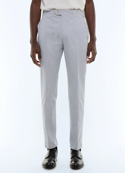Men's trousers white organic cotton seersucker Fursac - P3EXIN-LX15-D039