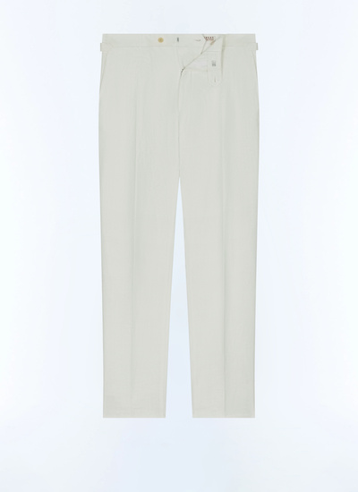 Men's white, ecru certified linen serge trousers Fursac - P3EXIN-FX03-A001