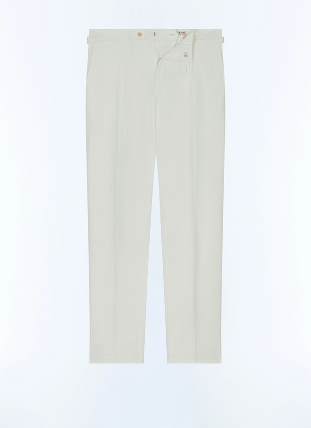 Men's white, ecru certified linen serge trousers Fursac - P3EXIN-FX03-A001