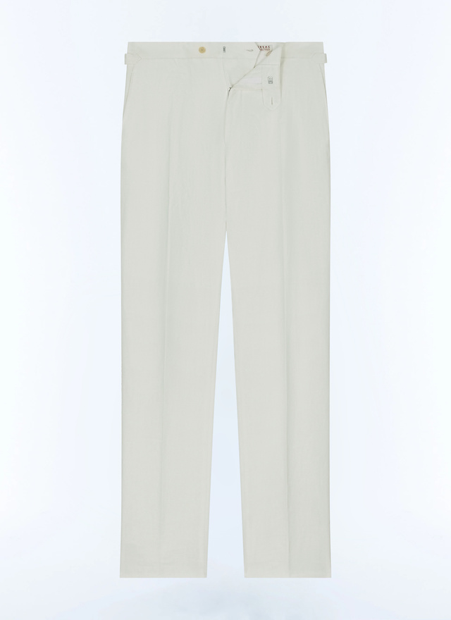 Men's white, ecru certified linen serge trousers Fursac - P3EXIN-FX03-A001