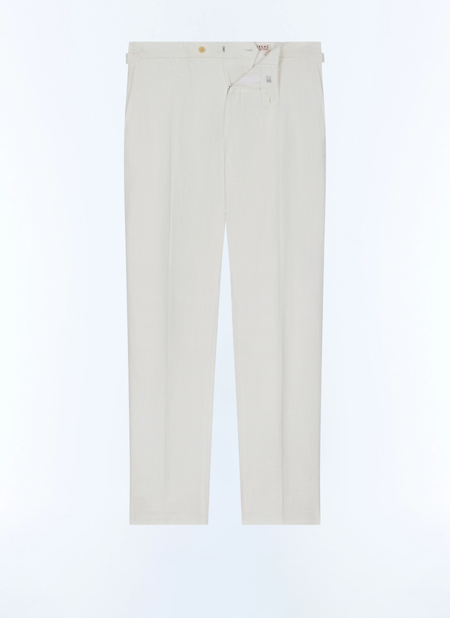 Men's white, ecru certified linen serge trousers Fursac - P3EXIN-FX03-A001