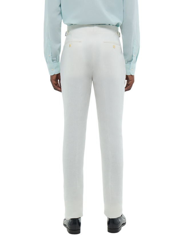 Men's white - tone on tone herringbone trousers Fursac - P3EXIN-FX03-A001