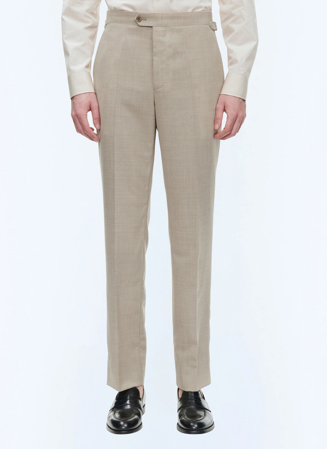 Men's trousers beige virgin wool canvas Fursac - P3AXIN-BC31-56