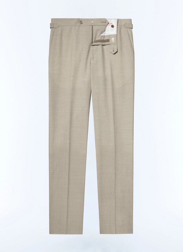 Men's beige, ecru virgin wool canvas trousers Fursac - P3AXIN-BC31-56