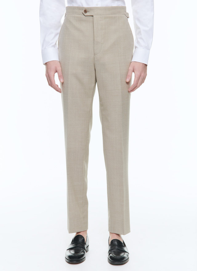 Men's trousers beige virgin wool canvas Fursac - P3AXIN-BC31-56