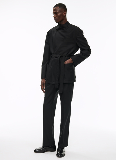 Men's trousers black gunpowder grain virgin wool Fursac - 22HP3APEN-AX32/20