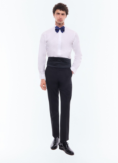 Fursac men's trousers - Black wool tuxedo pants P3EIPY-RC47-20