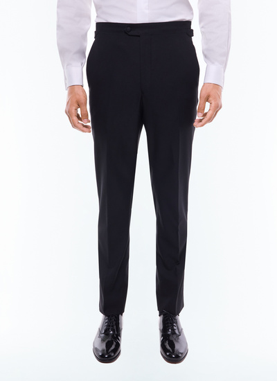 Men's black virgin wool faille trousers Fursac - P3EIPY-RC47-20