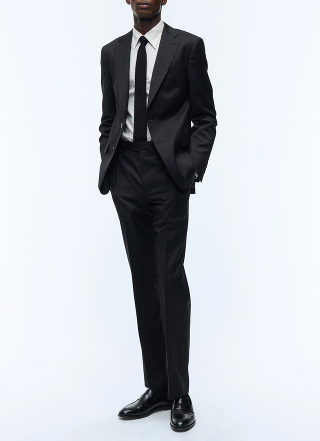 Men's trousers black virgin wool Fursac - P3VOXA-AC82-20