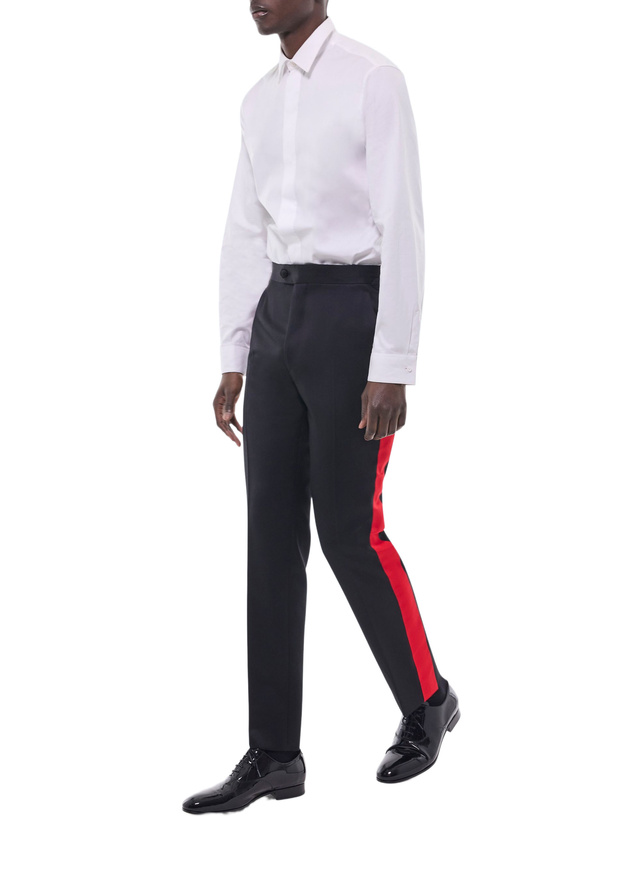 Men's trousers black virgin wool Fursac - P3GALA-EP03-B020