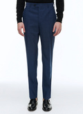 Blue wool trousers with micro design - P3VOXA-BC04-34