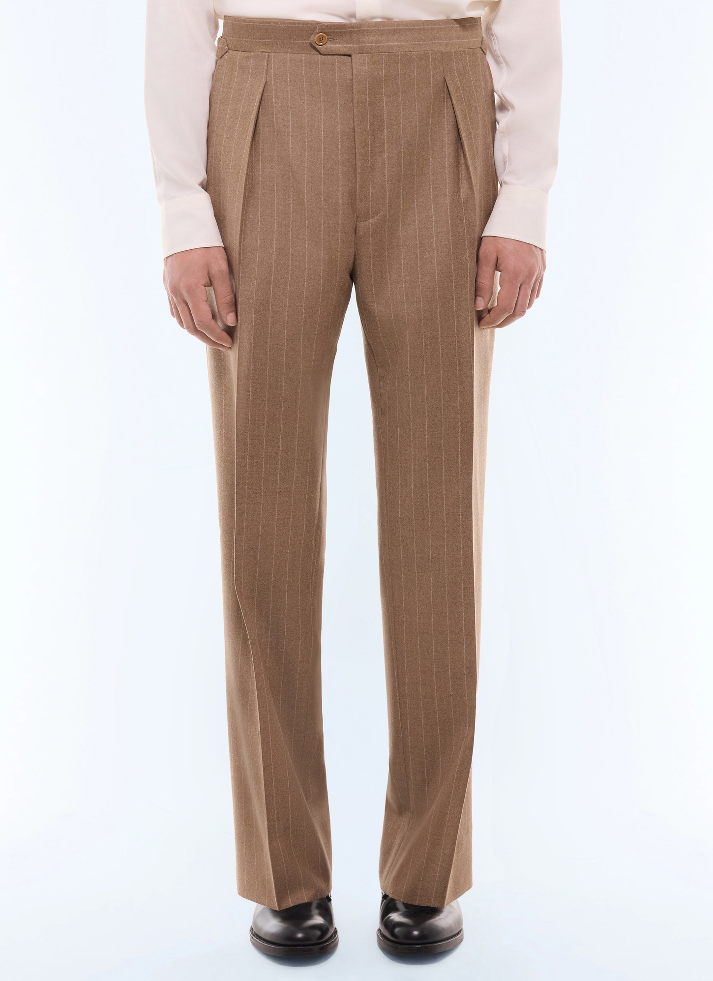 Men's white, ecru main fabric: 100% virgin woolwaistband lining: 58% polyester, 42% cottonleg lining: 100% polyesterpocket lining: 58% polyester, 42% cotton trousers Fursac - P3GOHA-LC13-A011