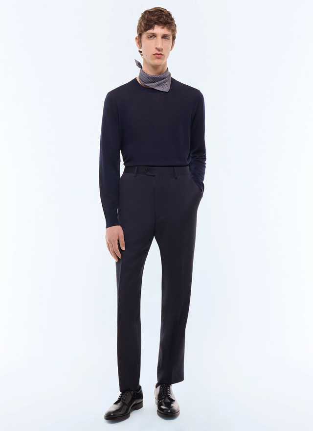 Men's trousers carbon main fabric: 100% virgin woolwaistband lining: 58% polyester, 42% cottonleg lining: 100% polyesterpocket lining: 58% polyester, 42% cotton Fursac - P3LOXA-AC80-31