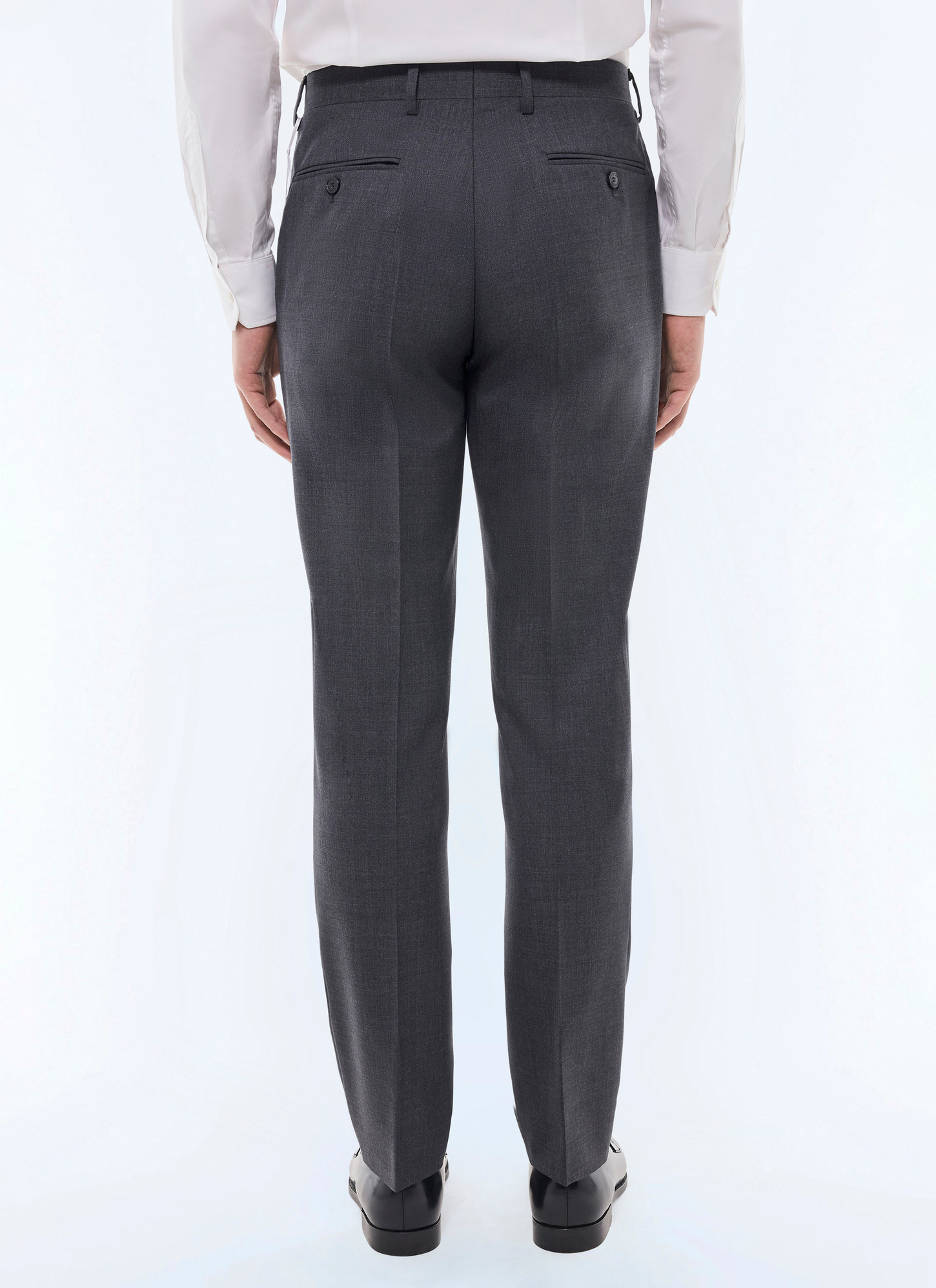 Fursac men's trousers - Charcoal grey - End-on-end end-on-end virgin wool fitted trousers P3VOXA-CC64-B029