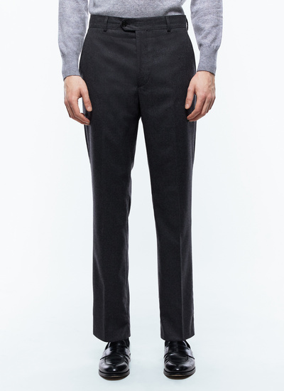 Men's trousers charcoal grey certified virgin wool flannel Fursac - P3VOXA-EC29-B022
