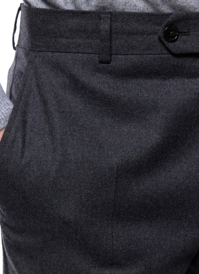 Men's trousers charcoal grey certified virgin wool flannel Fursac - P3VOXA-EC29-B022