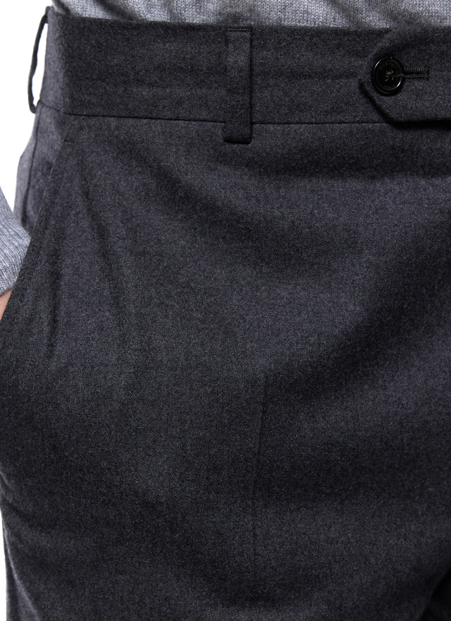 Men's trousers charcoal grey certified virgin wool flannel Fursac - P3VOXA-EC29-B022