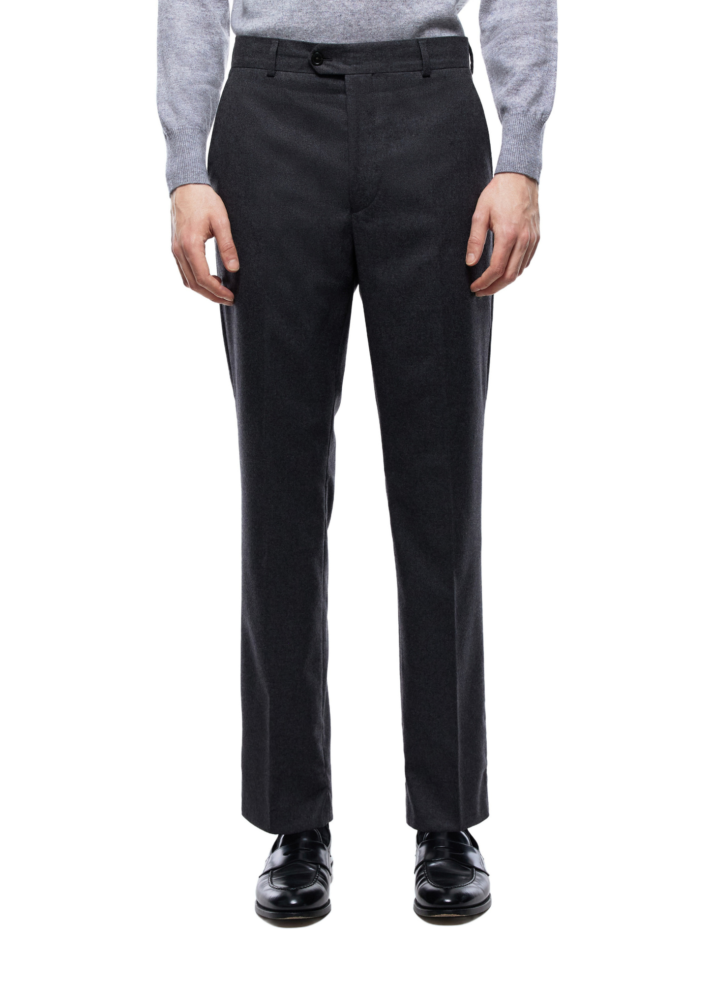 Men's trousers charcoal grey certified virgin wool flannel Fursac - P3VOXA-EC29-B022