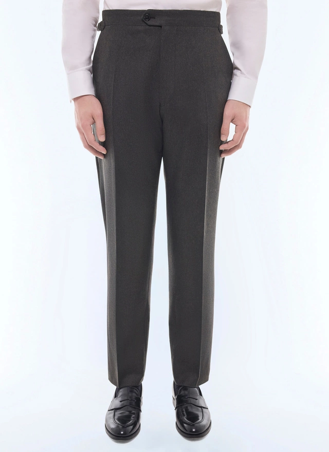 Men's trousers dark green certified wool flannel Fursac - P3BIXA-EC29-H011