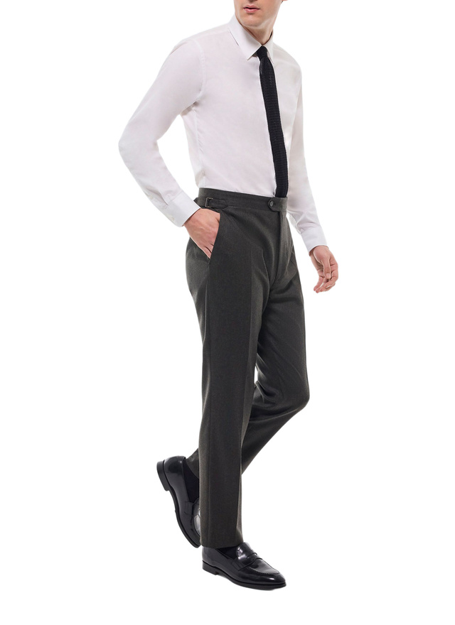 Men's green certified wool flannel trousers Fursac - P3BIXA-EC29-H011