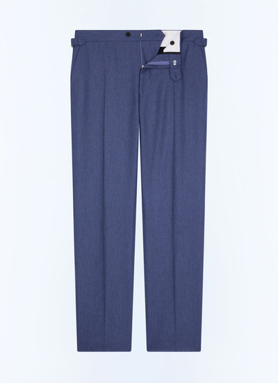 Men's blue, navy blue certified wool flannel trousers Fursac - P3BIXA-EC29-D012