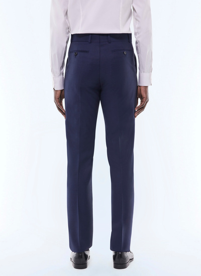 Men's blue, navy blue virgin wool canvas trousers Fursac - P3EVIP-FC36-D031