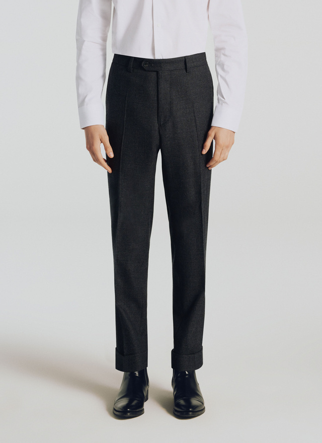 Men's trousers flecked charcoal grey virgin wool Fursac - 21HP3PREL-TC36/21