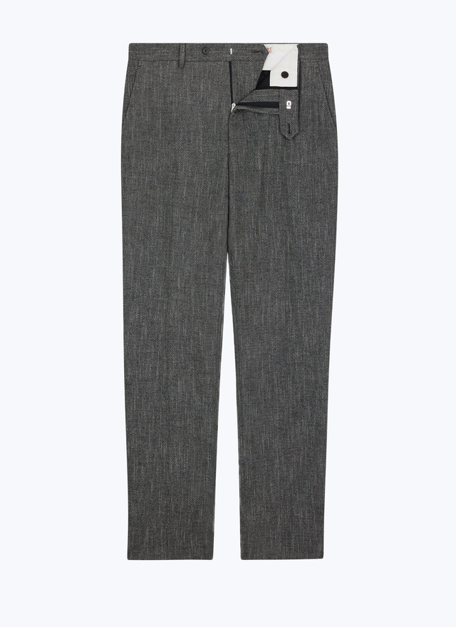 Men's grey - herringbone pattern trousers Fursac - P3ETAN-CX40-B022