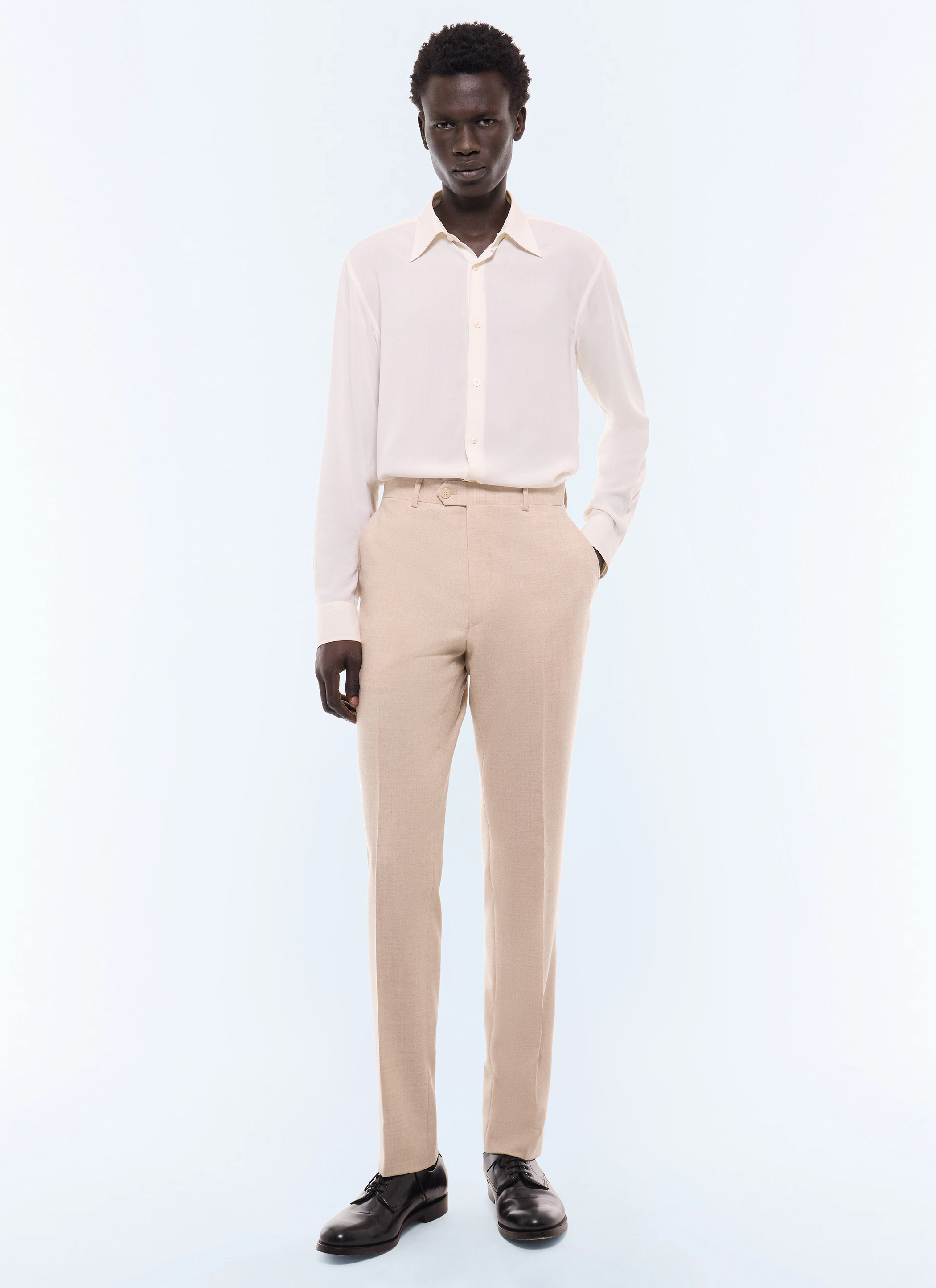 FURSAC - Slim-fit flannel suit trousers - Men - Size 40 - Beige, Ecru - Fitted cut
