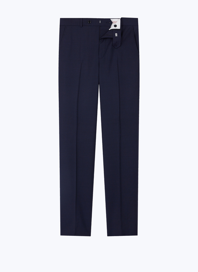 Men's blue, navy blue virgin wool canvas trousers Fursac - P3EVIP-EC34-D030