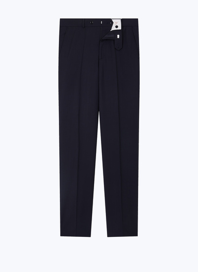 Men's blue, navy blue certified wool canvas trousers Fursac - P3EVIP-EC35-D030