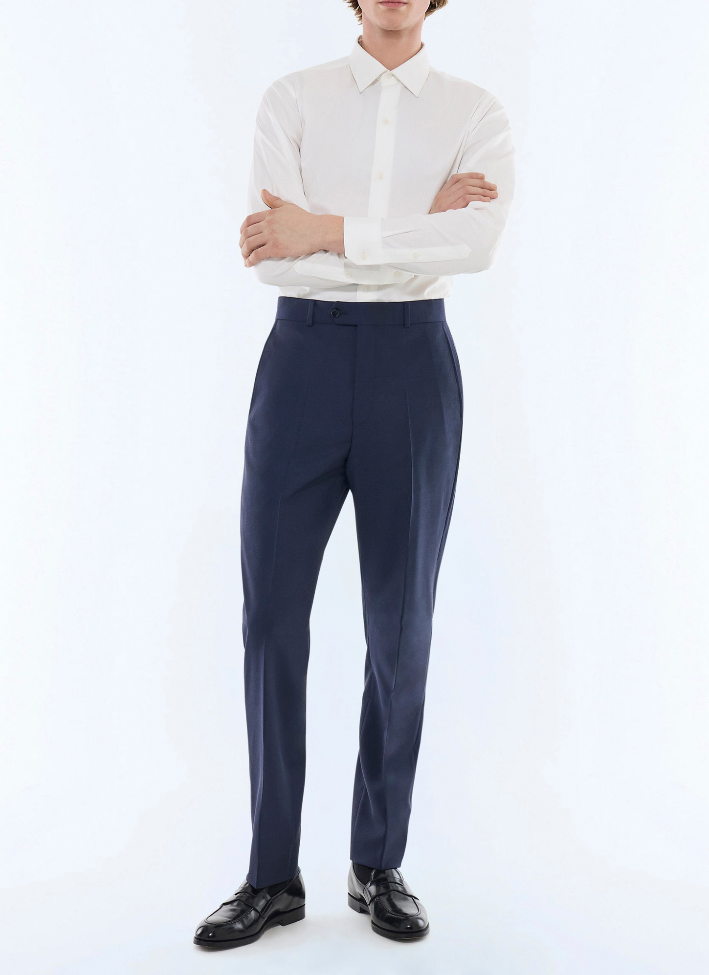 Men's trousers navy blue certified wool canvas Fursac - P3EVIP-EC35-D030