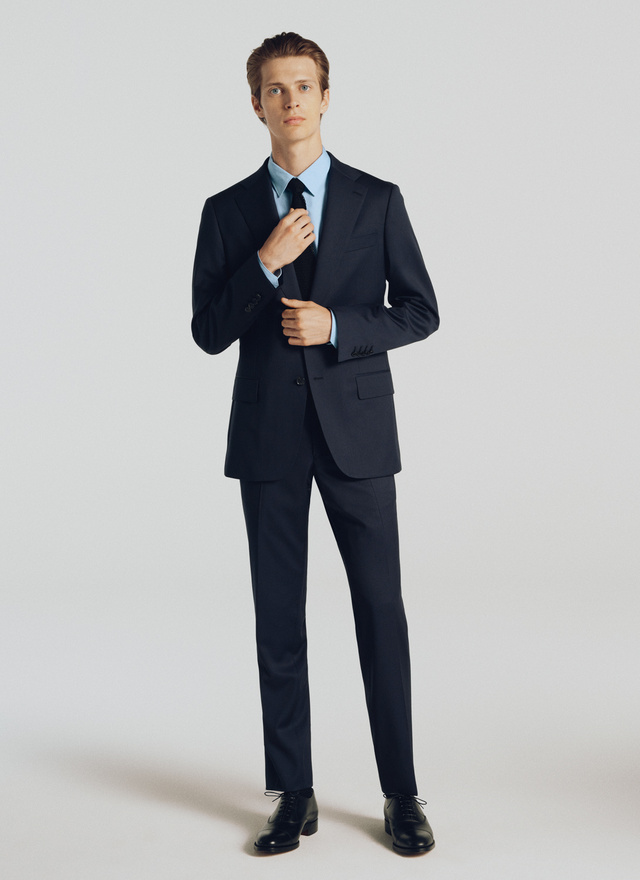 Men's trousers navy blue super 140s aaaaa wool Fursac - P3ILYS-OC54-30