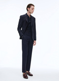 Navy blue wool canvas trousers - P3VOXA-BC51-31