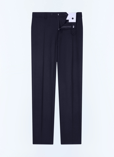 Men's blue, navy blue certified virgin wool flannel trousers Fursac - P3VOXA-EC29-D030