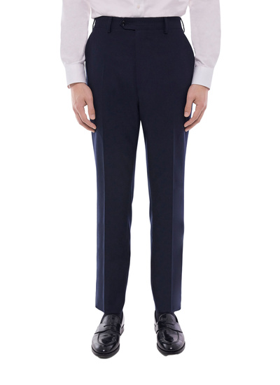 Men's trousers navy blue certified virgin wool flannel Fursac - P3VOXA-EC29-D030