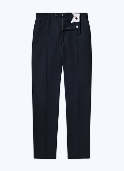 Men's blue, navy blue virgin wool flannel trousers Fursac - P3VOXA-E614-30