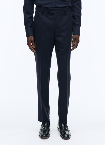 Men's trousers navy blue virgin wool flannel Fursac - P3VOXA-E614-30