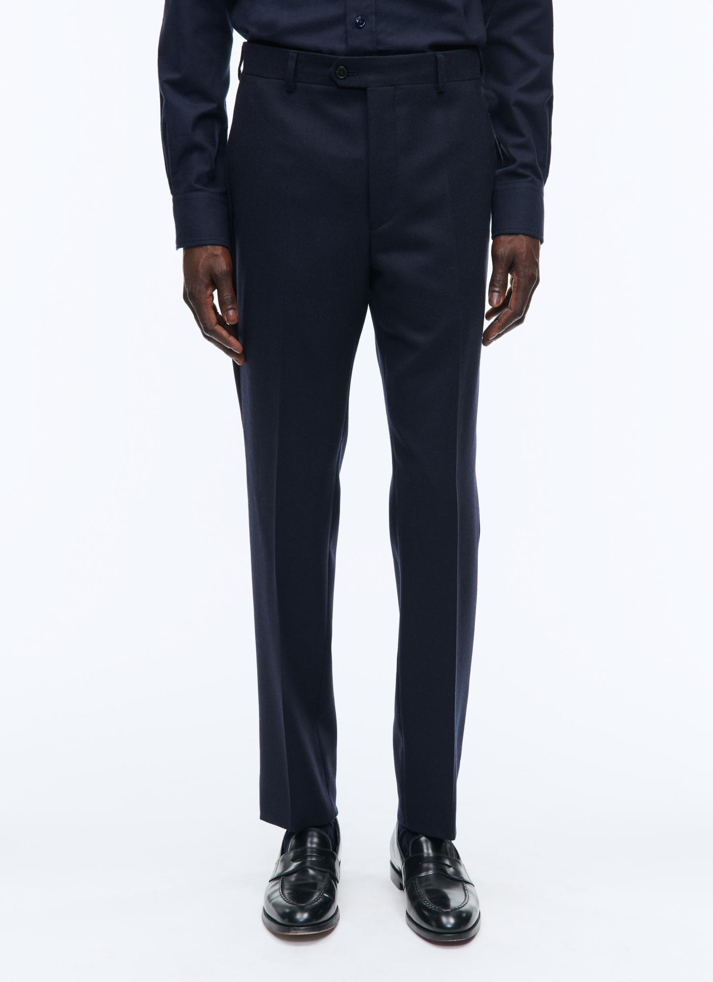 Men's trousers navy blue virgin wool flannel Fursac - P3VOXA-E614-30