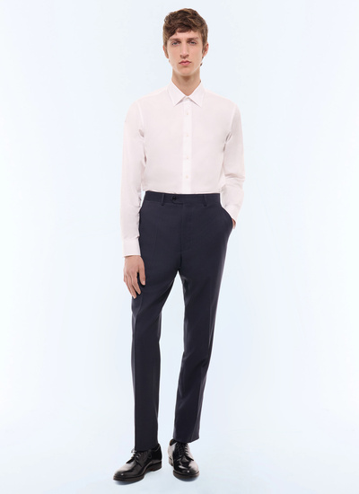Men's trousers navy main fabric: 100% virgin woolwaistband lining: 65% polyester, 35% cottonleg lining: 100% polyesterpocket lining: 65% polyester, 35% cotton Fursac - P3LOXA-LC05-D030