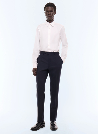 Men's trousers navy main fabric: 100% virgin woolwaistband lining: 65% polyester, 35% cottonleg lining: 100% polyesterpocket lining: 65% polyester, 35% cotton Fursac - P3LOXA-LC14-D030