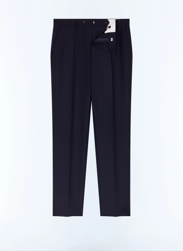 Men's blue, navy blue main fabric: 100% virgin woolwaistband lining: 65% polyester, 35% cottonleg lining: 100% polyesterpocket lining: 65% polyester, 35% cotton trousers Fursac - P3LOXA-LC14-D030