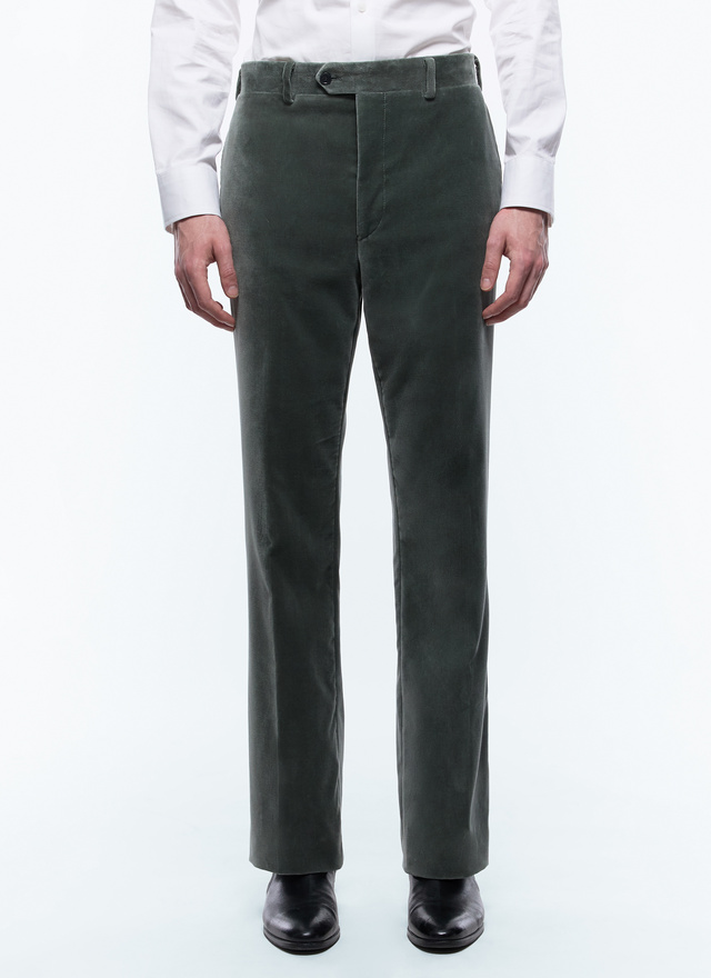 Men's trousers sage green velvet Fursac - P3EDOT-EC21-H018