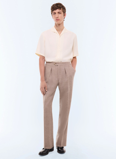 Men's trousers string main fabric: 100% virgin woolwaistband lining: 58% polyester, 42% cottonleg lining: 100% polyesterpocket lining: 58% polyester, 42% cotton Fursac - P3GOHA-LC10-A006