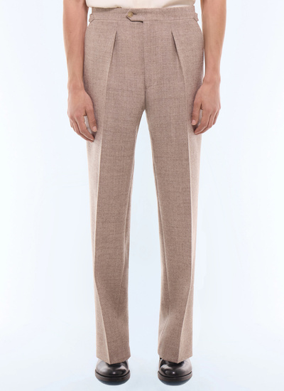 Men's white, ecru main fabric: 100% virgin woolwaistband lining: 58% polyester, 42% cottonleg lining: 100% polyesterpocket lining: 58% polyester, 42% cotton trousers Fursac - P3GOHA-LC10-A006